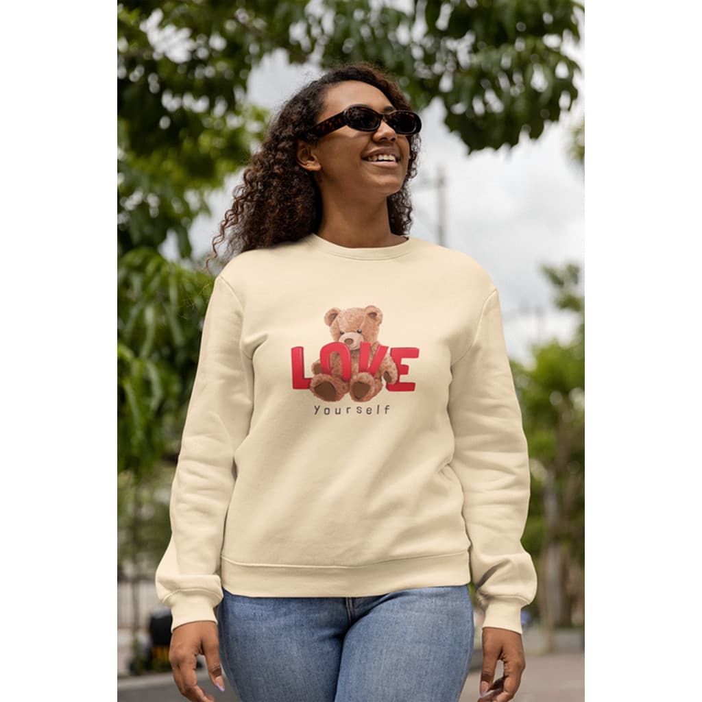 Blusa moletom Gola Redonda urso Love feminino urso