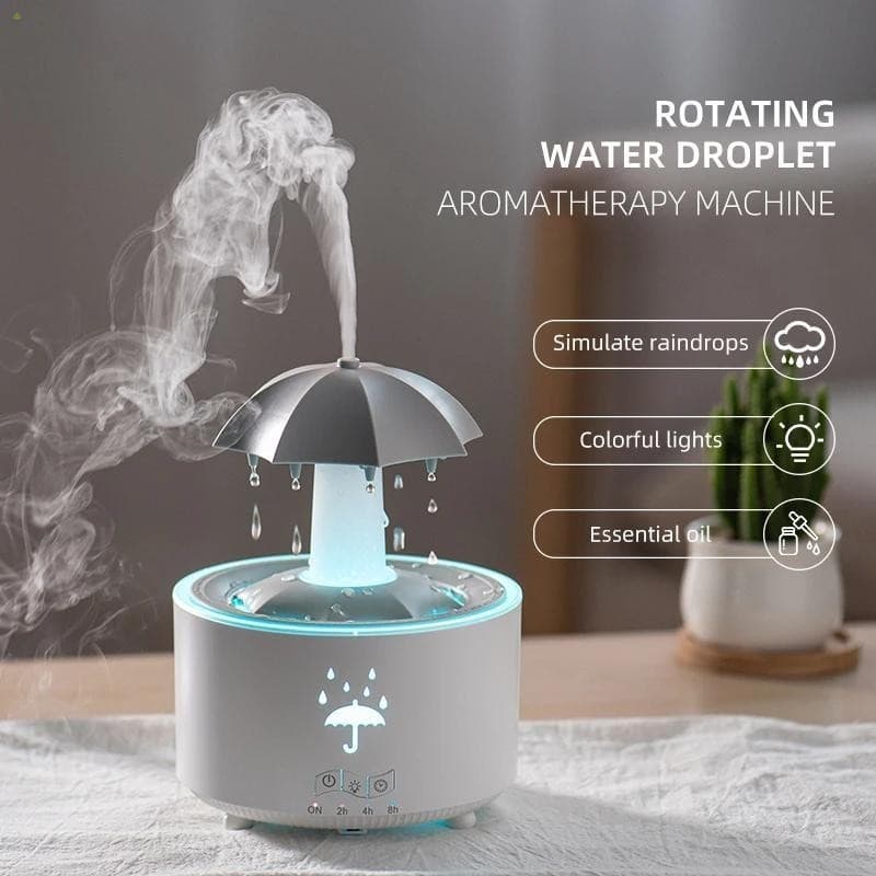 Umidificador De Ar Criativo Com Gota De Água Guarda-Chuva De Luz Colorida Difusor De Óleo Essencial Aromaterapia