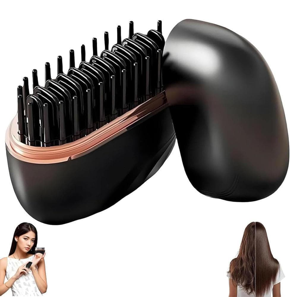 Mini alisador de cabelo ondulado dois em um sem fio, controle de temperatura de três velocidades, escova modeladora