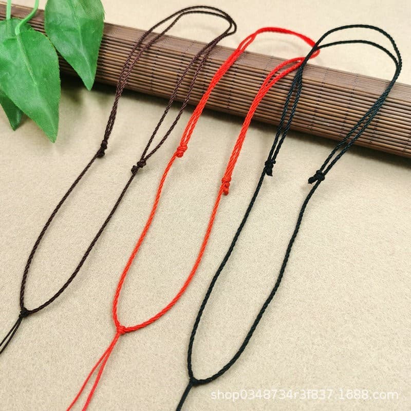 ((Corda artesanal DIY) Corda simples pura tecida à mão ouro prata Jade pingente cordão lote ajustável colar marrom corda