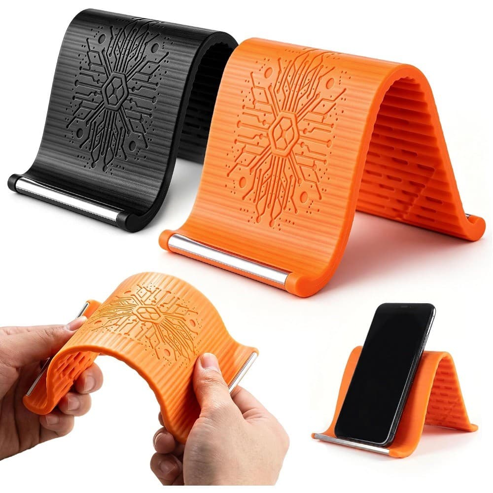Suporte De Telefone De Avião Flexível Silicone Dobrável Ajustável Celular Para Mesa Cama Viagem Escritório
