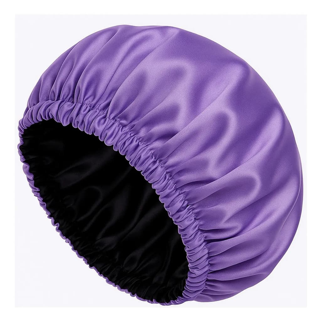 Touca Lilás Regulável Cetim Dupla Face Anti Frizz Grande