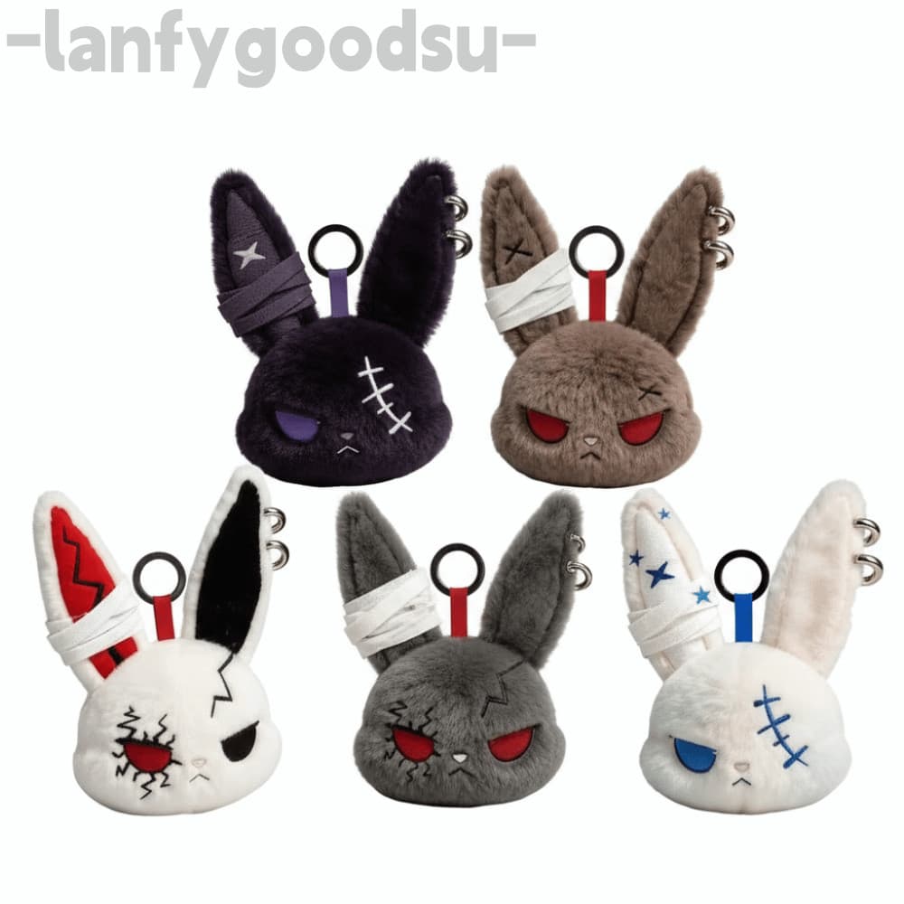 LANFYGOODS Boneca De Pelúcia De Coelho Escuro , Chaveiro Bordado , Pingente Amigável À Pele