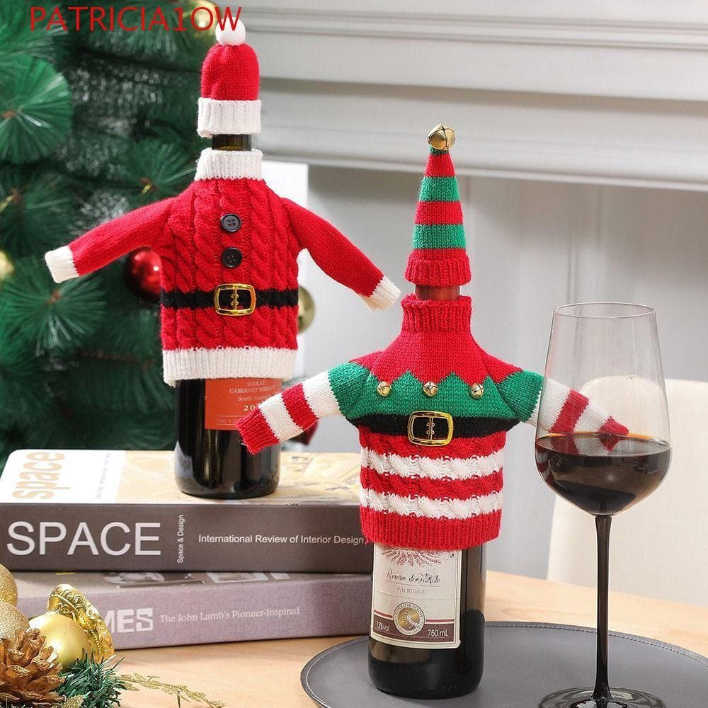 PATRICIA1OW Suporte para garrafa de vinho de Natal, saia de malha DIY feita à mão, NXEN reutilizável