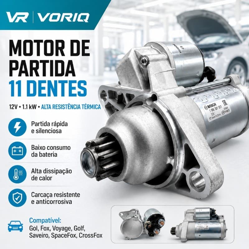 Motor Partida Arranque 11 Dentes Gol Fox Voyage Golf Saveiro G5 G6 Spacefox Crossfox alta resistência à temperatura