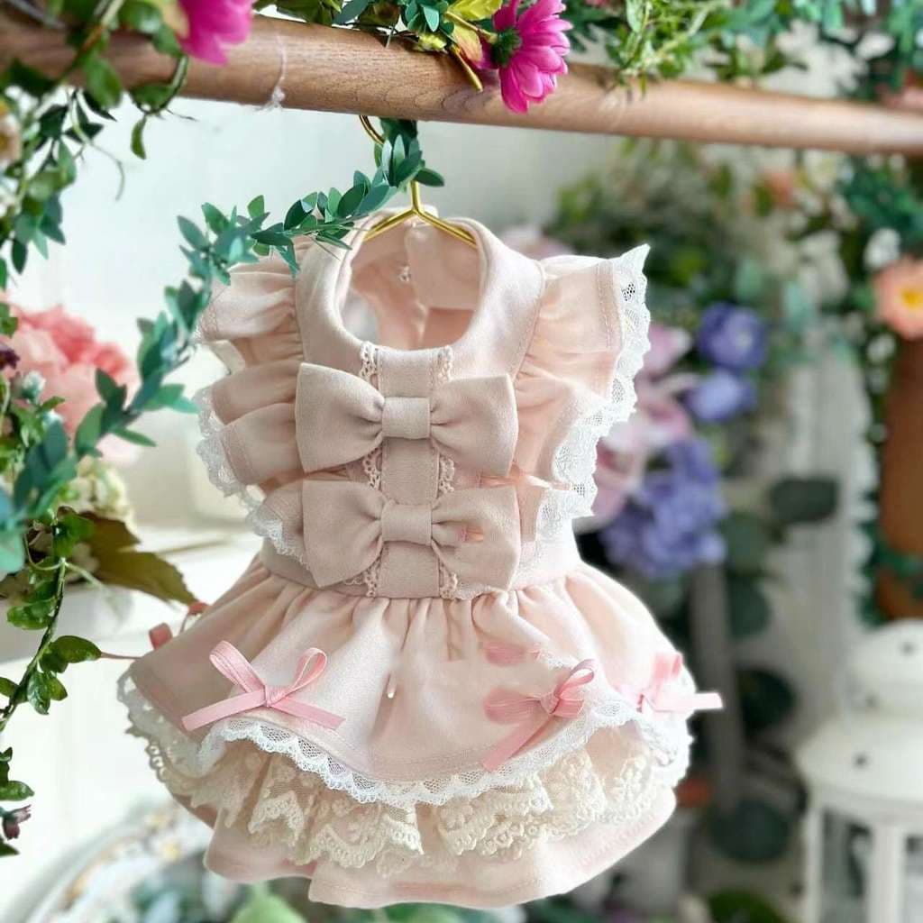 Vestido elegante e fino de princesa com estampa de borboleta para primavera e verão, para cadelas, cães pequenos, filhot