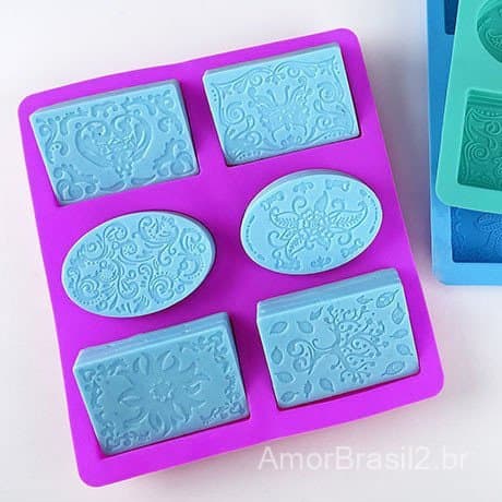 Forma de Silicone 3D são 06 Formas retangula e oval- Artesanal Flores Banheiro Cozinha- para bolo, Velas, sabonete