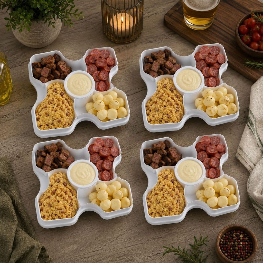 Kit 4 Petisqueiras Diferente 2 em 1 Para Caldos Pates Frios Bem Repartida Top