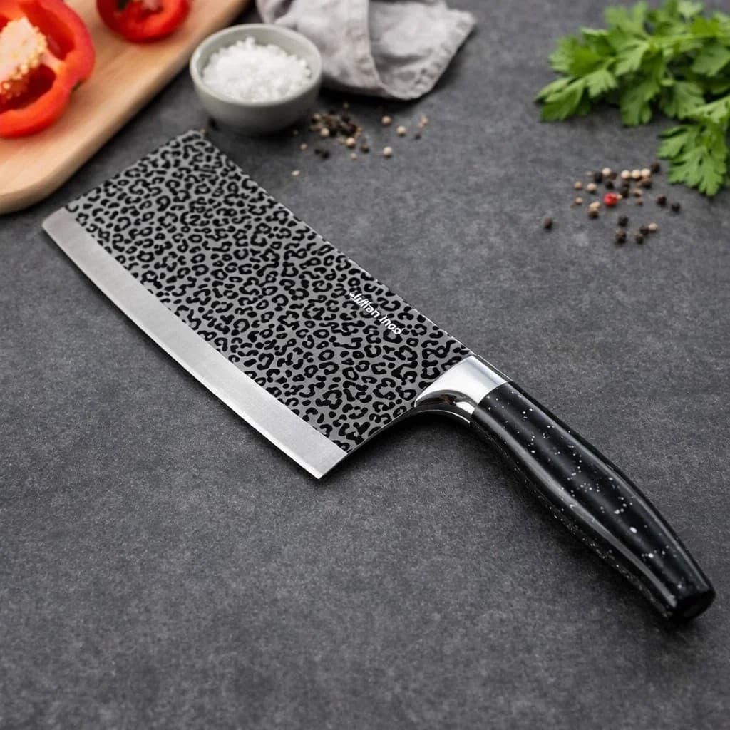 Cutelo Inox Cleaver Lamina Larga Desossar Carne Osso Churrasco Faca Afiada Acougue Utensilio