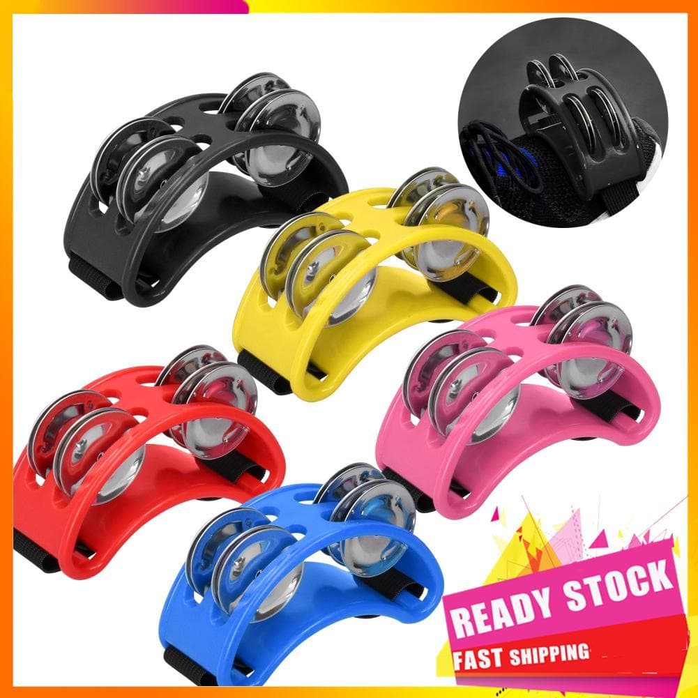 Gfgfgfgg Pandeiro de 2 fileiras, 5 peças, jingles de metal em formato de meia lua, percussão para festa