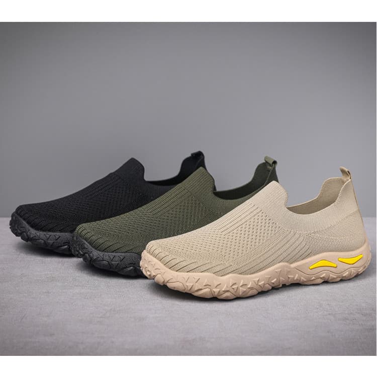 Sapatos masculinos de malha respirável, resistentes ao desgaste, antiderrapantes, rasos