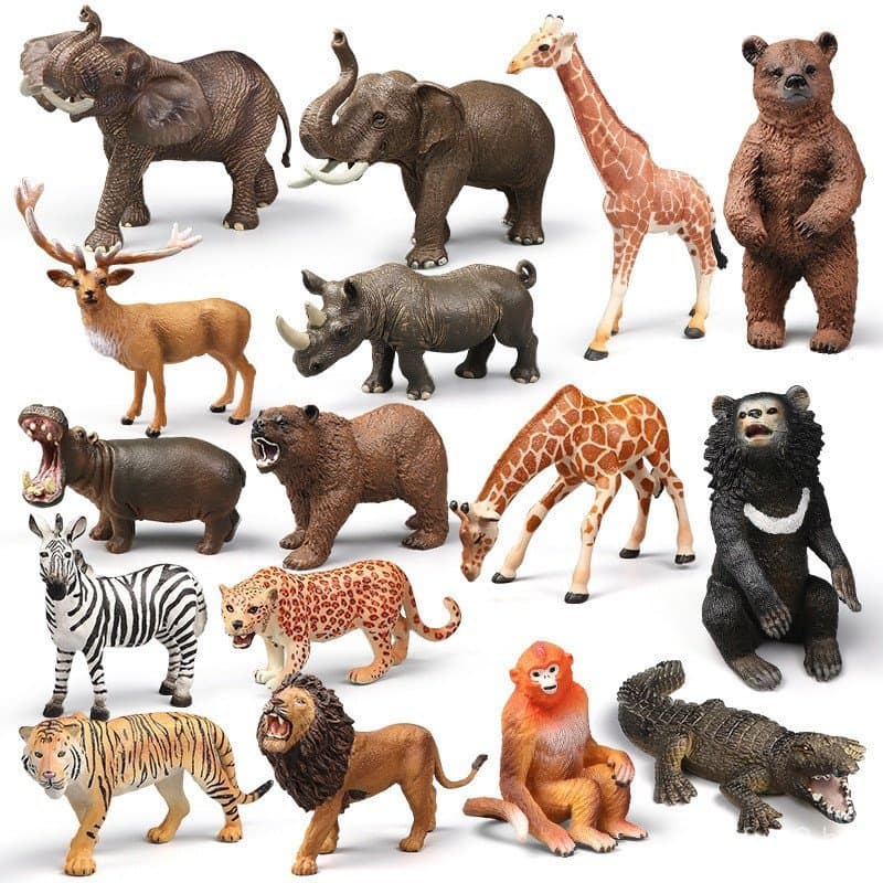 Conjunto de Brinquedos de Animais Simulados: Modelos de Elefante Selvagem, Girafa, Leão, Zebra, Figuras, Brinquedos Educ