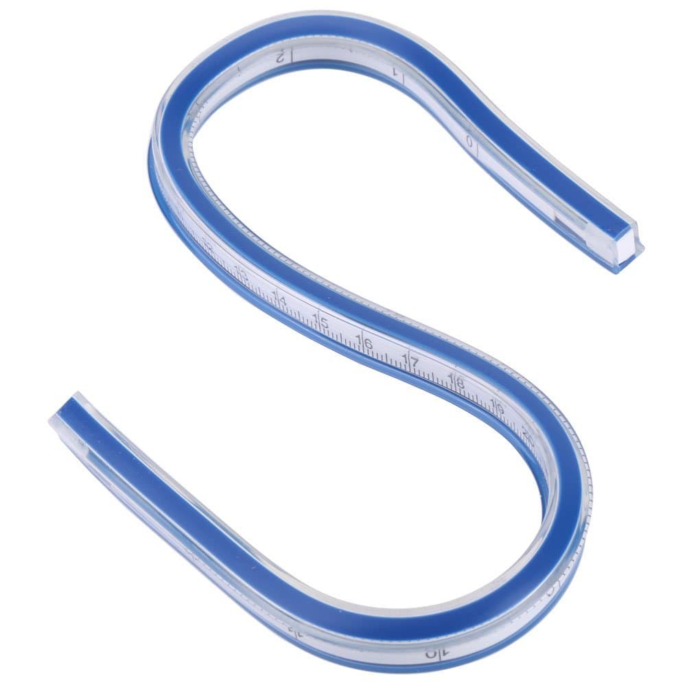 Régua Curva Flexível, Plástico, Azul e Branco, Régua de Design Flexível para Desenho Técnico e Gráficos de Design, 30,48