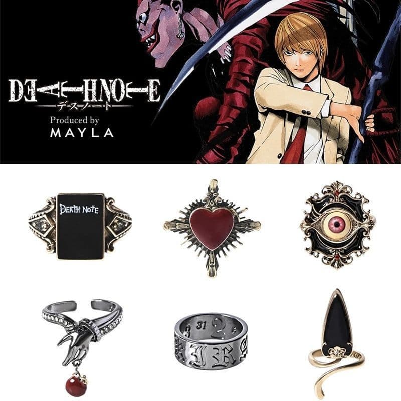 Anime Death Note Series DEATHNOTE Joint Merchandise Logo Story Ring Gótico Design Sense