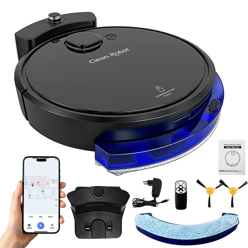Robô Aspirador Inteligente 2000Pa com APP, Retorno Automático e Sensor Antiqueda