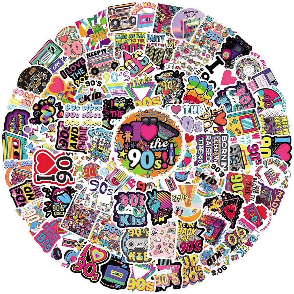 122 adesivos de desenhos animados dos anos 90, estéticos, para decoração de instrumentos musicais, garrafas de água, lap