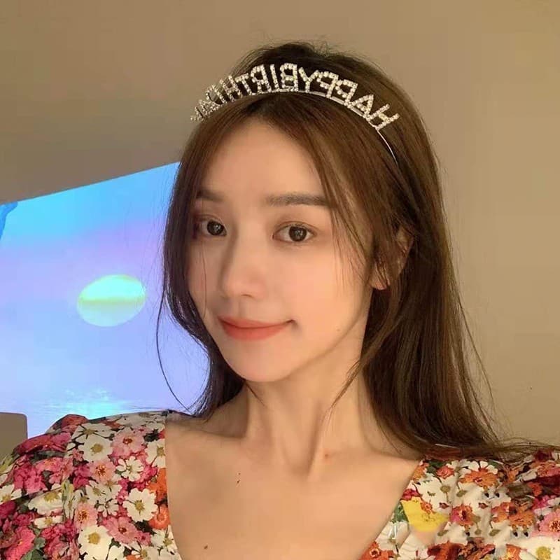 Influenciador chapéu de aniversário Xiaohongshu mesmo estilo Headwear festa pequena princesa menina cristal diamante fel