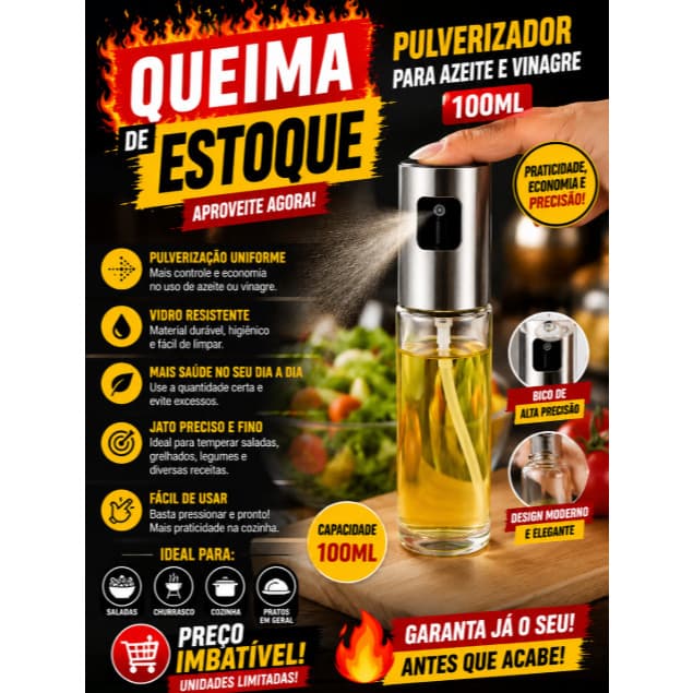 Spray Pulverizador de Azeite e Vinagre 100ml – Praticidade, Economia e Precisão