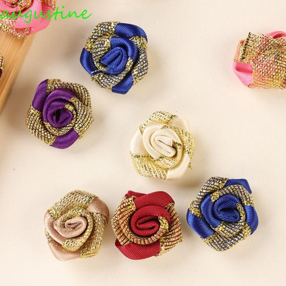 AUGUSTINE 10 Pcs Remendo De Flores , Rosa De Tecido Artificial Multicolor Multiuso , Mini Apliques De Roupas