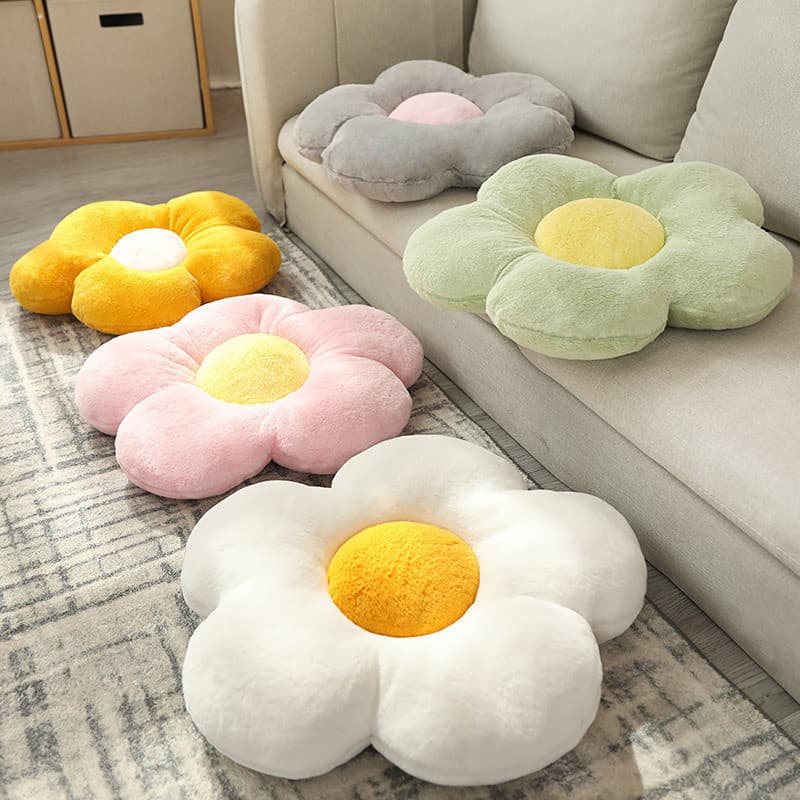 Almofada de flor fofa YHNA, almofada em formato de pétala de sol, almofada para escritório, almofada para cadeira de est