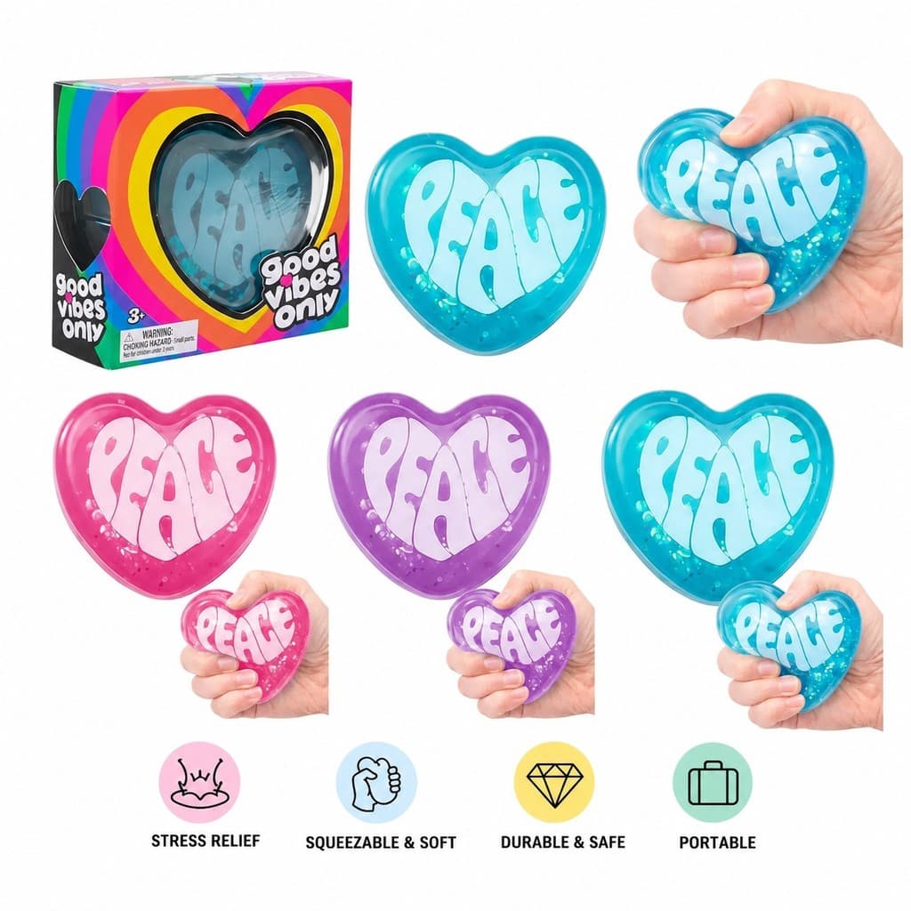 Brinquedo antiestresse em formato de coração NeeDoh, macio ao toque, com retorno lento, feito de material TPR e maltose.