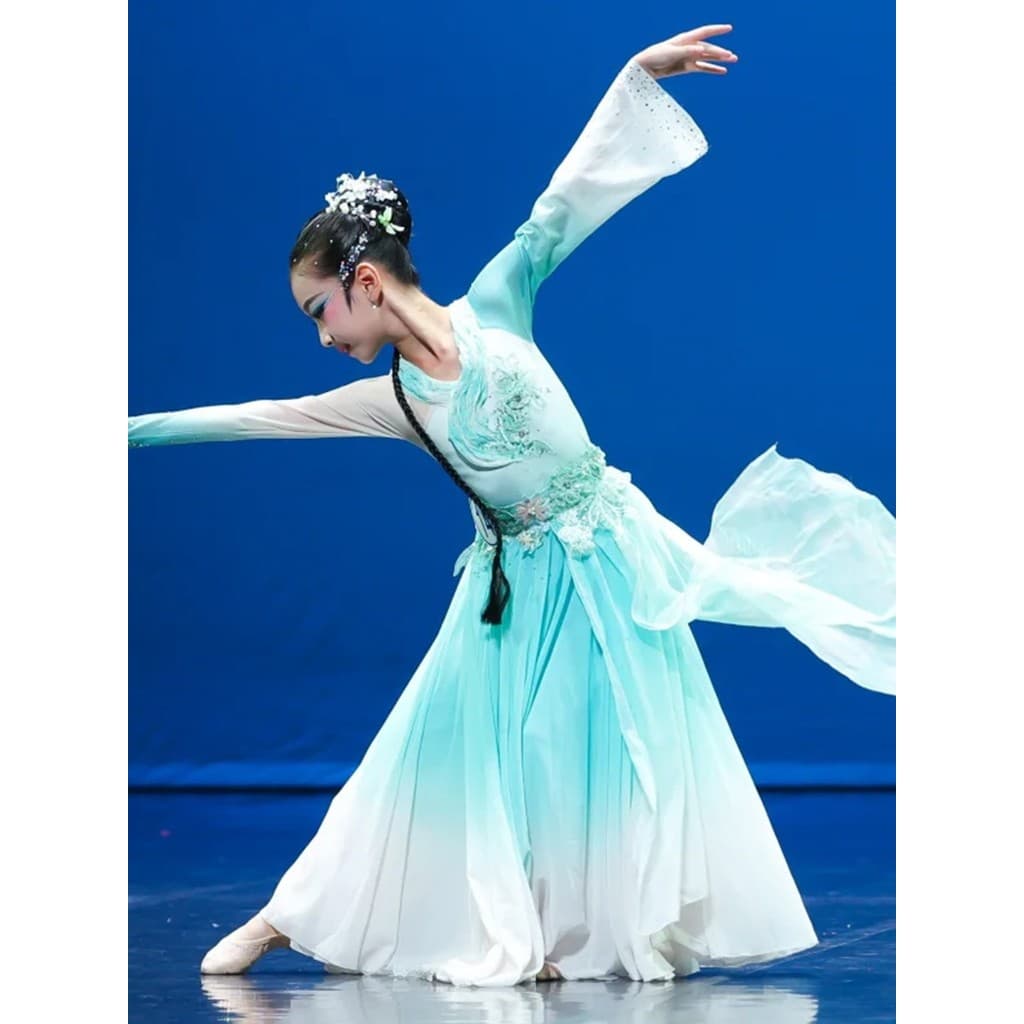 Crianças dança pêssego Li Cup meninas Solo dança feliz chuva ouvir estilo traje de dança desempenho traje desempenho art
