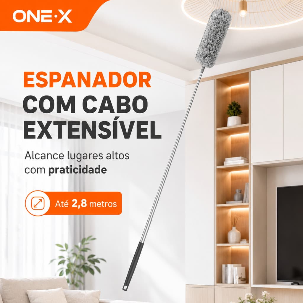 🔥🔥🔥 Espanador De Pó 2,8m Retrátil Com Microfibra Lavável | Limpeza De Teto E Ventilador