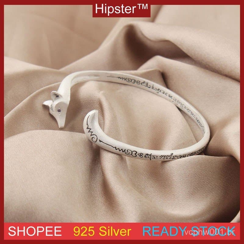 S925 Bracelete De Prata Desenho De Pequenos Animais Simples E Versátil