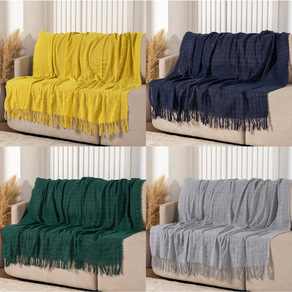 Manta Para Sofá com Franja Luxo 2,,40x170 100% Algodão Decoração Protetora