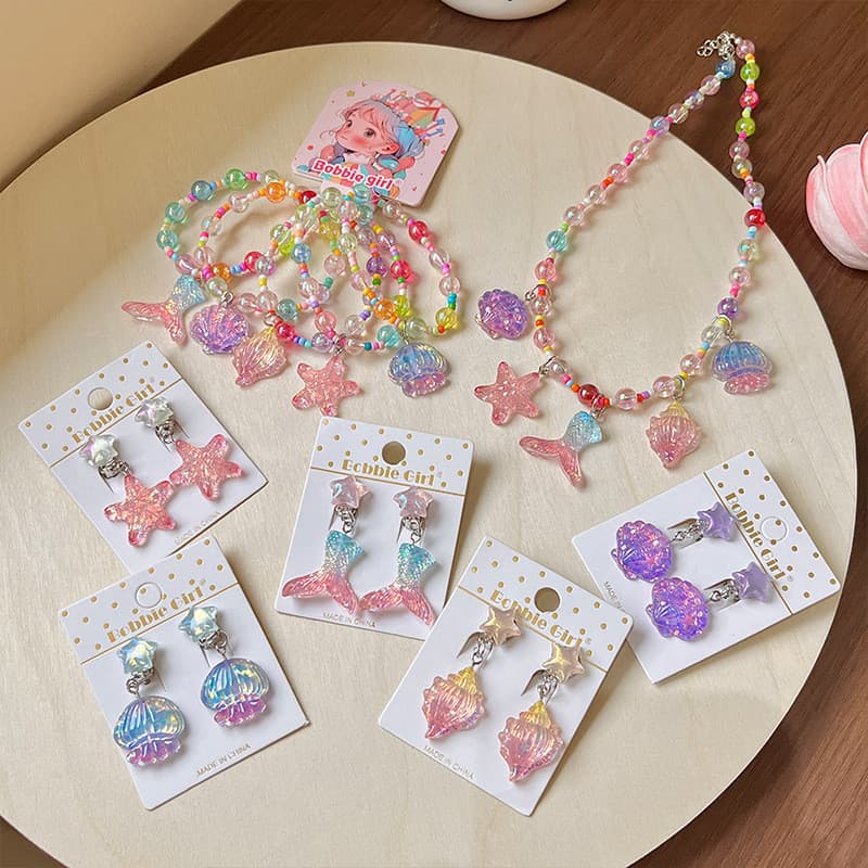 Crianças bonito estrela do mar concha clipes de orelha sem piercing brincos dos desenhos animados menina bebê brincos pi