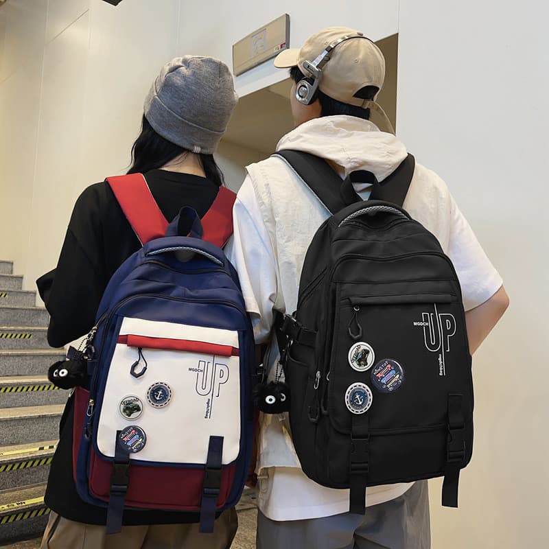 Mochila feminina bicolor, mochila escolar, mochila masculina estilo universitário, mochila casual simples para estudante