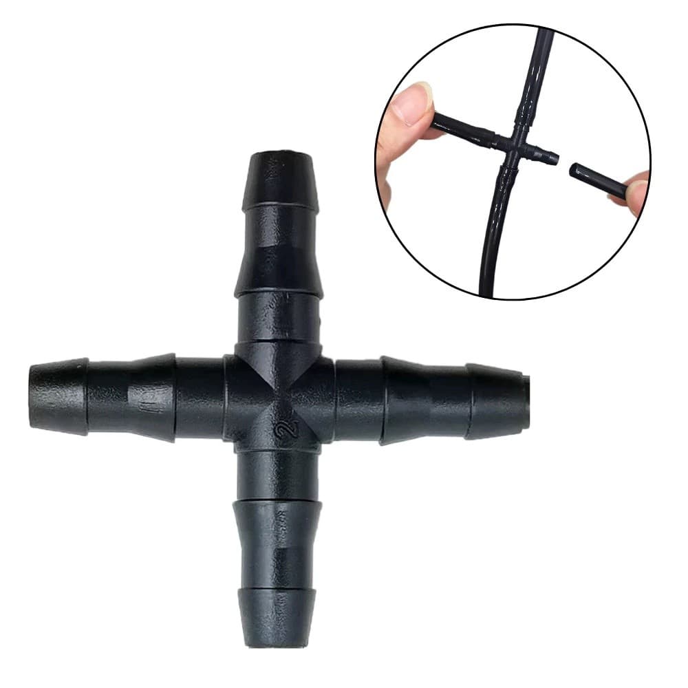 Conector Cruz Cruzeta Para Microtubo de Irrigação 4mm 1/4" 4/6mm 4/7mm - 10 a 50 unidades