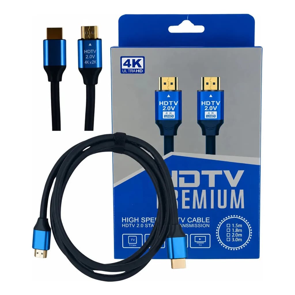 Cabo Hdmi 2.0 2 Metros 4k Blindado - Conectores 24k Gold