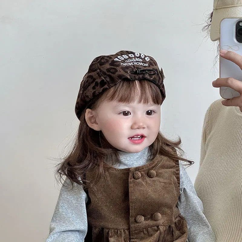 Novo estilo crianças chapéu primavera outono estilo ocidental leopardo impressão frente chapéu masculino feminino bebê r