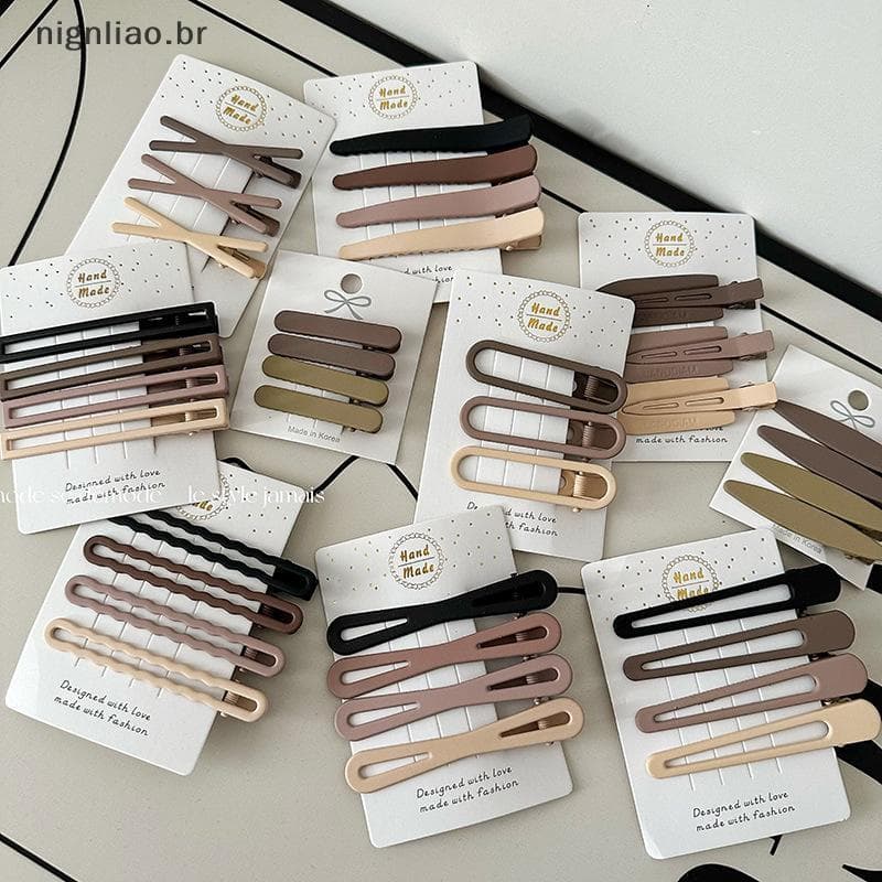 nignliao 3/4 Pçs/Set Novas Mulheres Girks Vintage Fosco Geometria Ornamentr Grampos De Cabelo Adulto Adorável Liga Femin