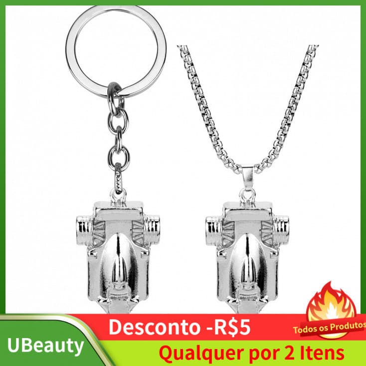 Conjunto de Chaveiro e Colar Mini F1 Racing, Chaveiro com Modelo de Carro de Corrida Simulado, Presentes de Pingente de