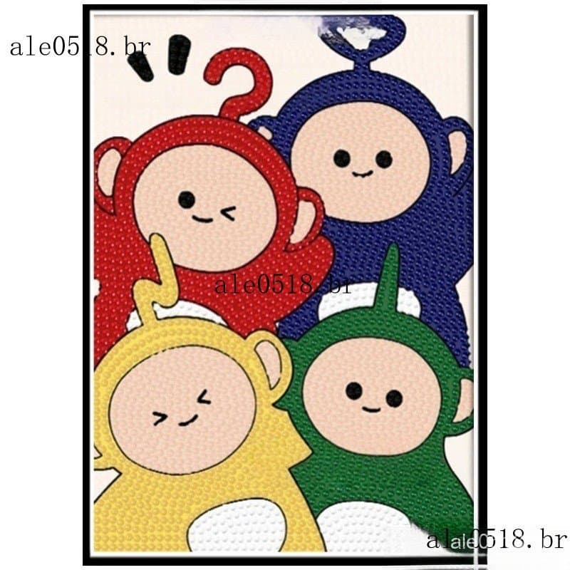 DOBUR | Conjunto De Pintura Diamante Padrões De Desenhos Animados/Teletubbies/Mickey/Donald Duck 5D DIY Redondo/Quadrado