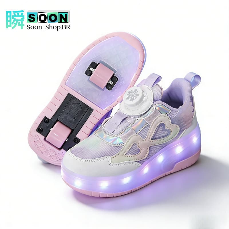 Patins Infantil LED recarregável 4 rodas sapatos de skate tênis de rodízio para Meninos e Meninas