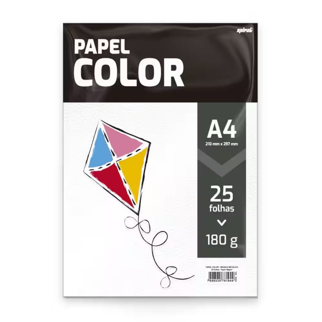 Papel 180g 210x297 color branco metálico 81944 Spiral 25 FL