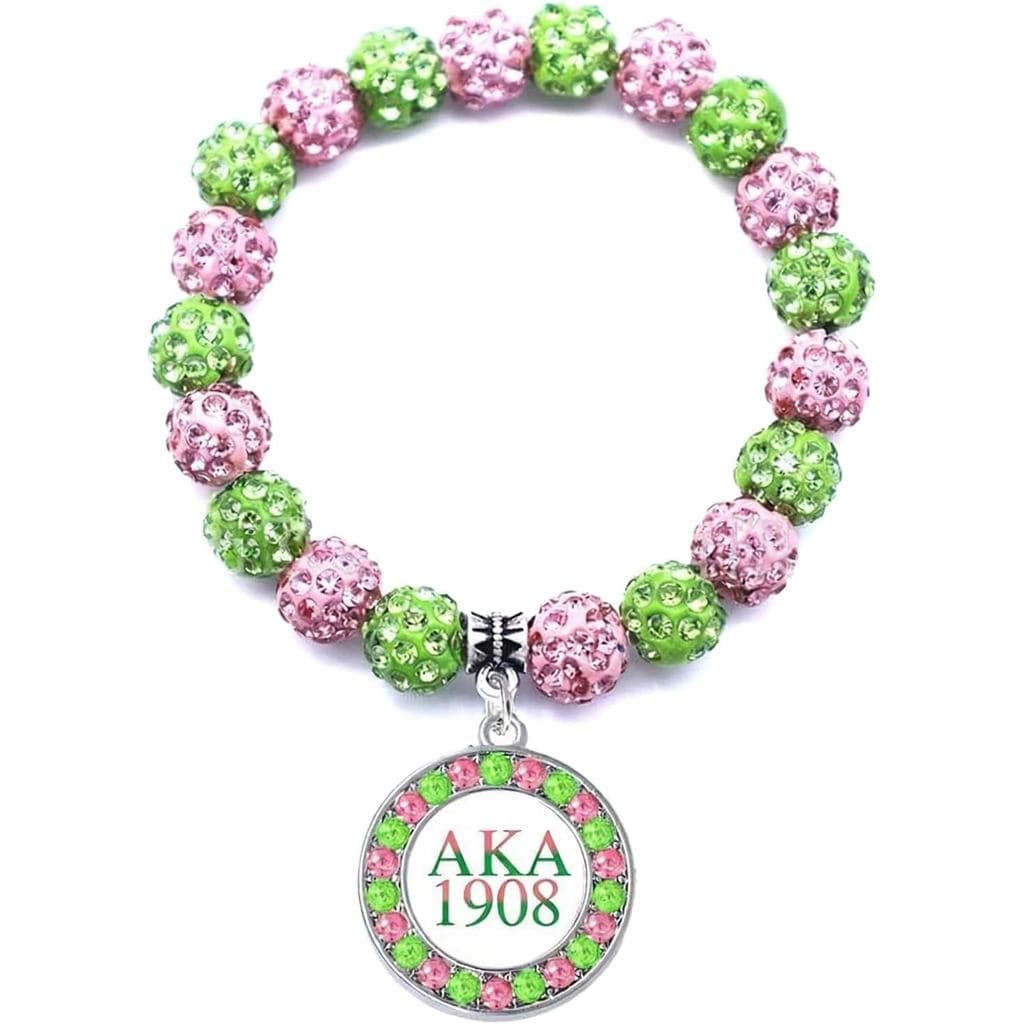 Presentes de Sororidade AKA para Mulheres, Pulseira AKA Verde e Rosa, Presente AKA para Mulheres, Artigos de Sororidade