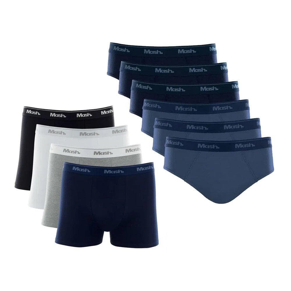 Kit 4 Cuecas Mash Boxer Cotton Original+ Kit 6 Cuecas Slip G