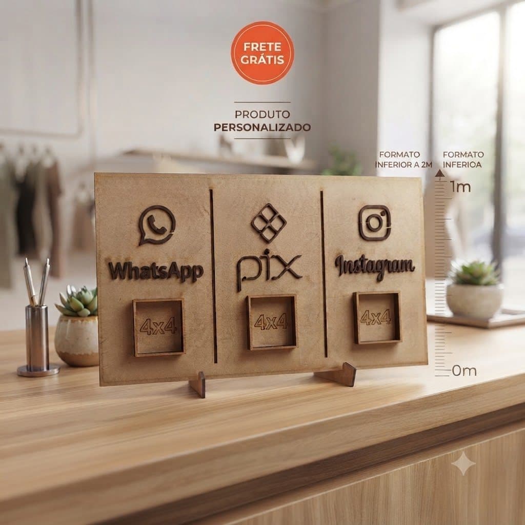 Placa Pix Display Para Bancada em MDF para Decoração Comercial
