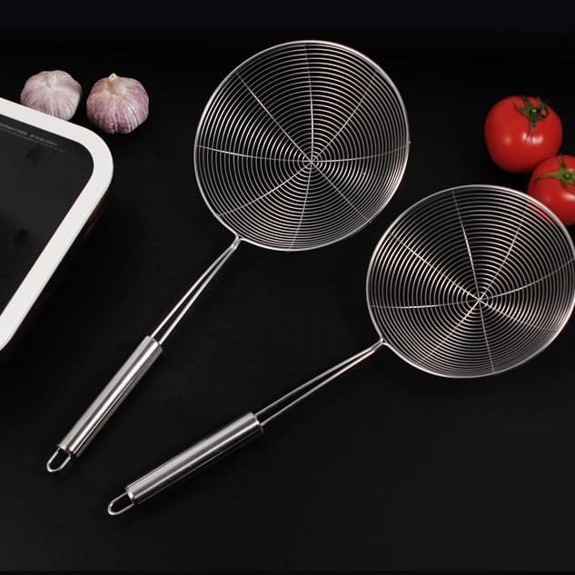 Escumadeira de aço inoxidável 304 para cozinha, frituras, fondue, coador de bolinhos, coador doméstico, escumadeira de a