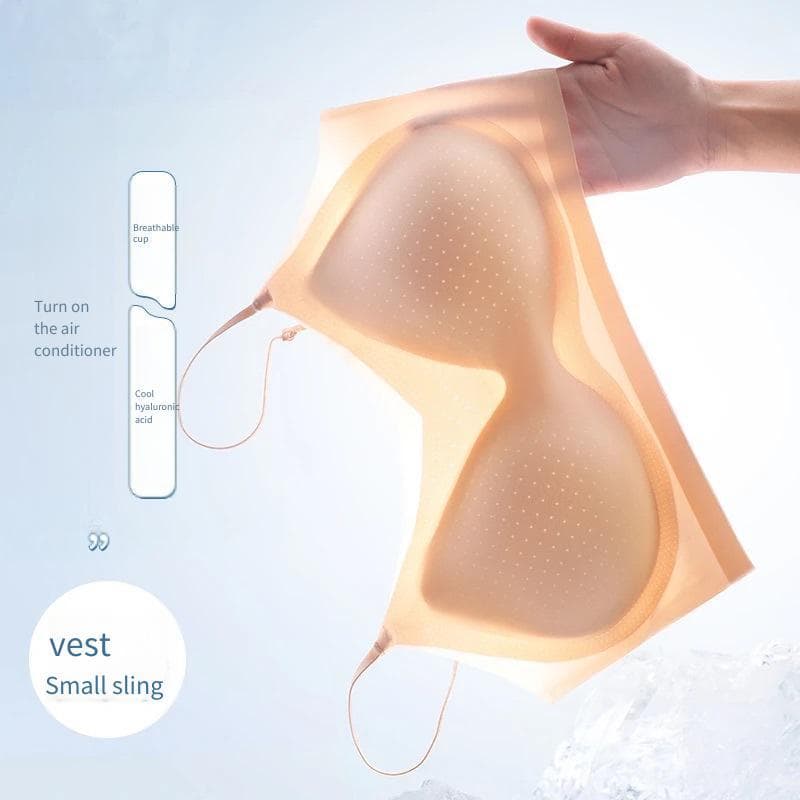 Seda gelada Nude respirável sem costura invisível coleta copo fixo estilingue linda roupa íntima de ar traseira