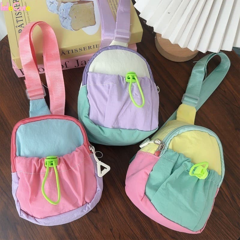 Bonita Mini Bolsa de Peito de Nylon para Crianças - Bolsa de Ombro Esportiva Transversal para Jardim de Infância E5PF