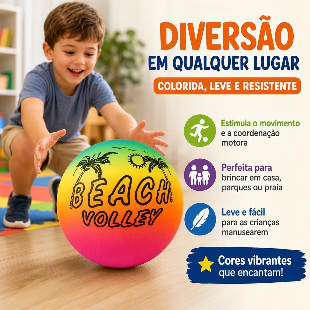 Bola De Vinil Arco-íris Grande 23cm Infantil Praia Futebol Inflavel Colorida Bolas Recreação