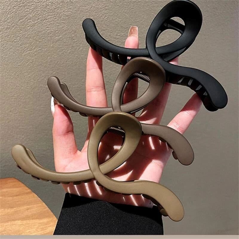 2 ou 3 Peças Prendedor Piranha Presilha Laço Curvado 12,5cm de Cabelo Estilo Moderno Elegante Fosco