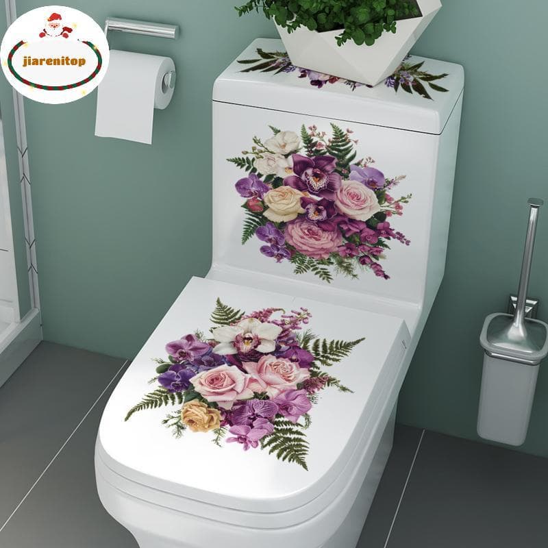 jiarenitop Toalete Stier Flor Borboleta Banheiro Auto-Adesivo Pintura À Prova Dwaterproof Água Capa De Parede Do br