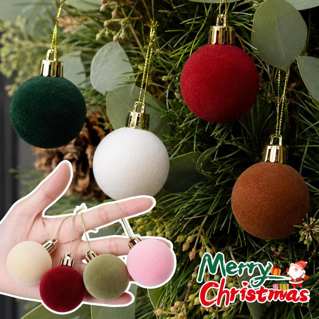 30-10 Unidades Mini Bolas De Natal Flocadas De 4 Cm-Enfeites Pendurados Em Árvore DIY-Pingentes De Bola De Veludo De Plá