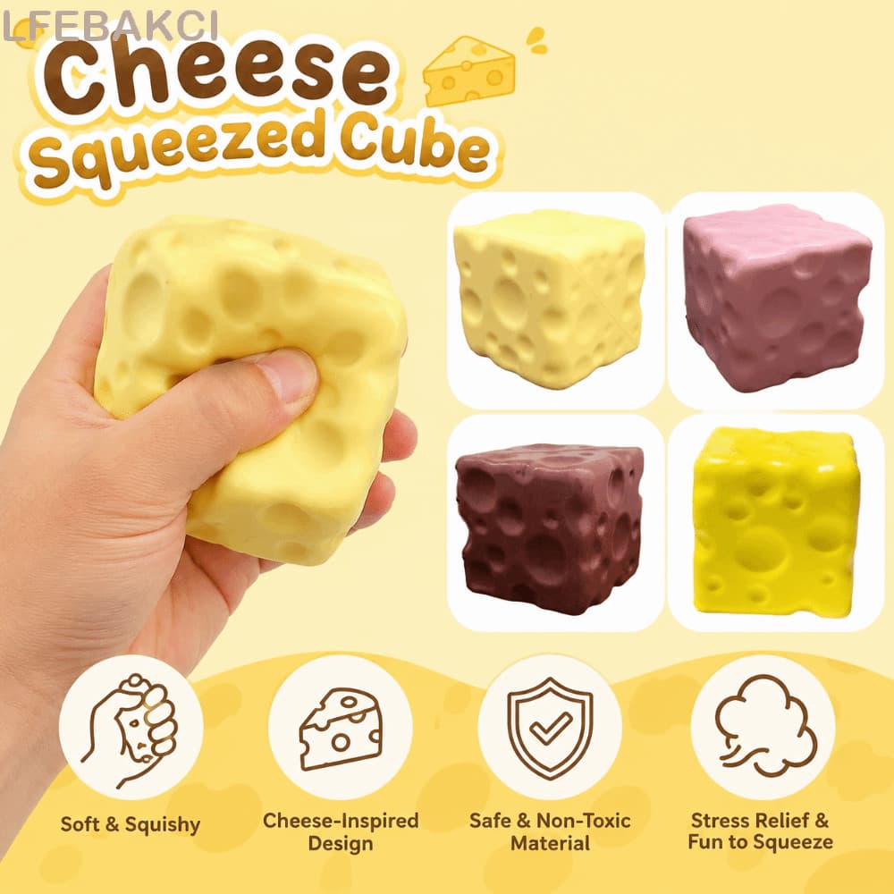 Cubo Espremido De Queijo LFEBAKCI , Brinquedo Mole Realista De 6 Cm De Inquietação De Recuperação Lenta Para Relaxamento